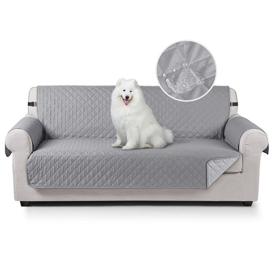 TAOCOCO Sofa Covers 100% Waterproof Sofa Slipcovers 3 Seater,Non Slip Cover for Kids/Dogs/Pets,Washable Sofa Protector with Elastic Strap(Grey,UPDATE of Cloth) Gray