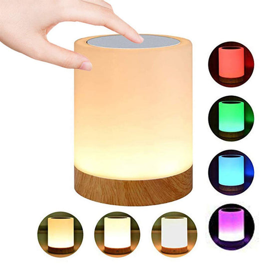 Caxmtu LED Night Light Touch Lamp Bedside Table Lamp for Kids Bedroom Rechargeable Dimmable Warm White Light + RGB Color Changing