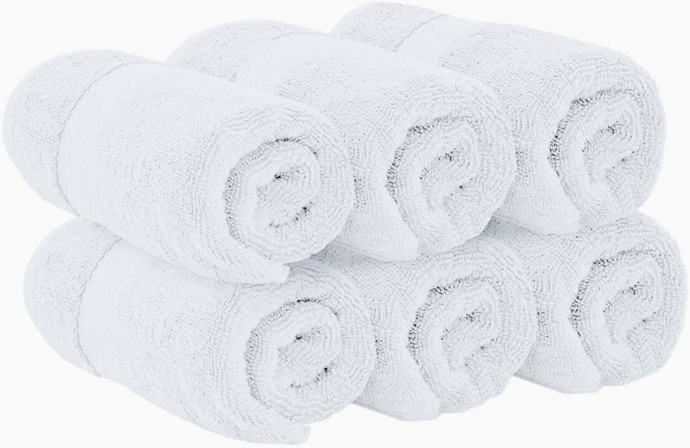 White Classic | 6 Pack, 40x76 cm | Luxury White Hand Towels, 100% Cotton Bathroom Hand White Towels Set of 6, Hotel Towels Extra 40x76 cm, Quality White Towels Bathroom Sets for Hands | White, 6 Pack 01: White