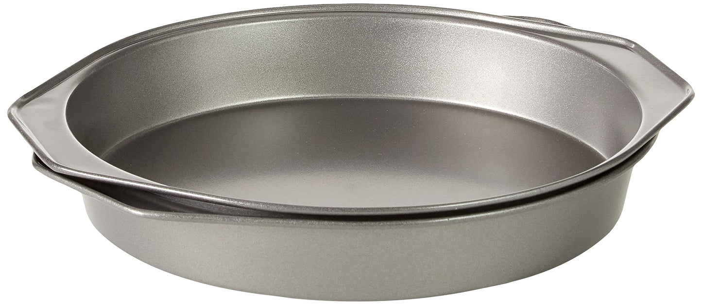 Amazon Basics Nonstick Round Carbon Steel Cake Pan, 22.8 cm, 2-Pack, Grey