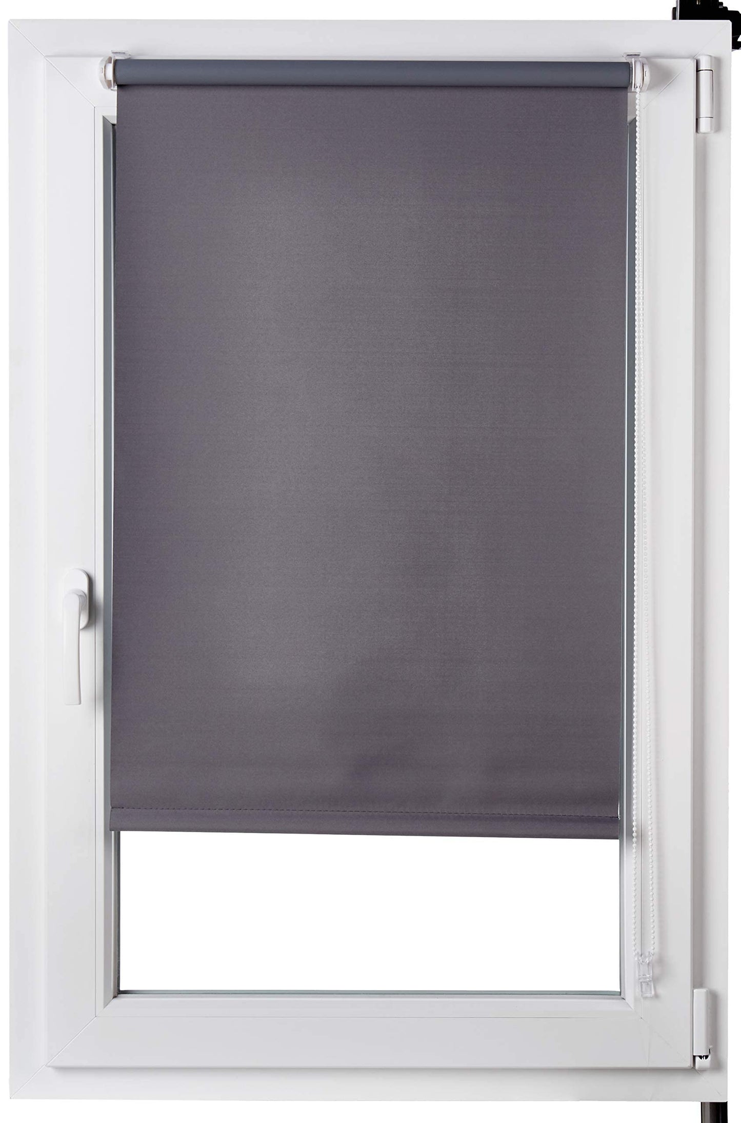 Amazon Basics Blackout rollo blind with matched colour coating 66 x 150 cm, Dark Grey