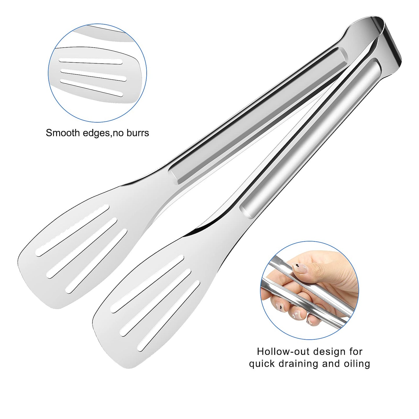 8 Pack Serving Tongs Buffet, 7 Inch Salad Tongs Server Kitchen Tongs, Stainless Steel Small Cooking BBQ Tongs Bread Cake Tongs for Wedding Birthday Party Candy Bar Utensils A