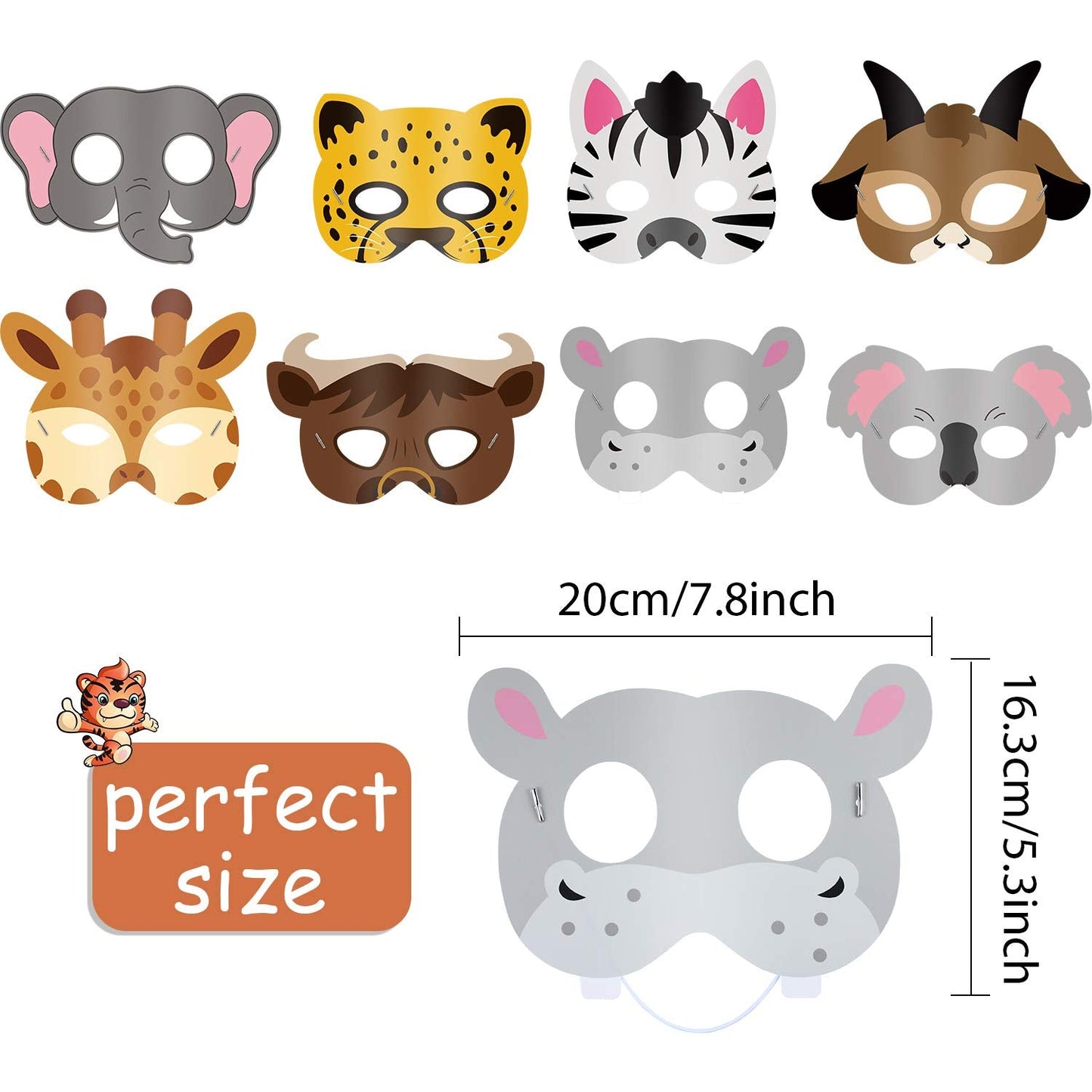 Blulu 16 Piece Animal Masks Animal Costume Party Favors with 16 Different Animal Face for Petting Zoo Farmhouse Jungle Safari Theme Birthday Party Halloween Masks Dress-Up Party Supplies