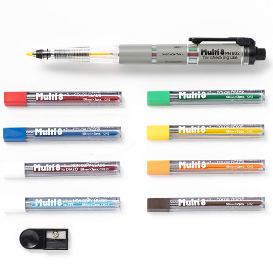 Pentel Pencil Lead Holder and Lead Set, Multi 8 Set (PH802ST) Multicolor modern