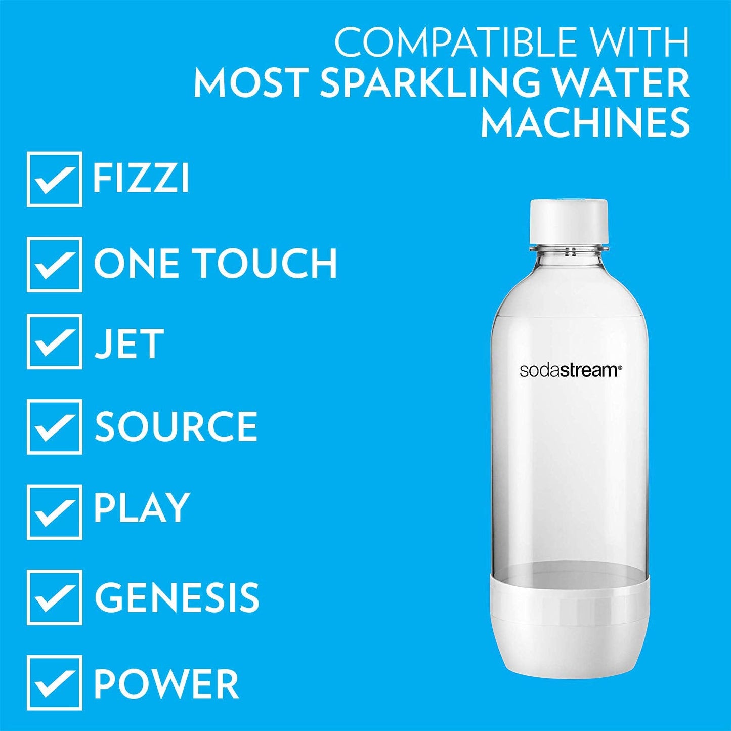 SodaStream 2 x 1 Litre White Carbonated Bottle