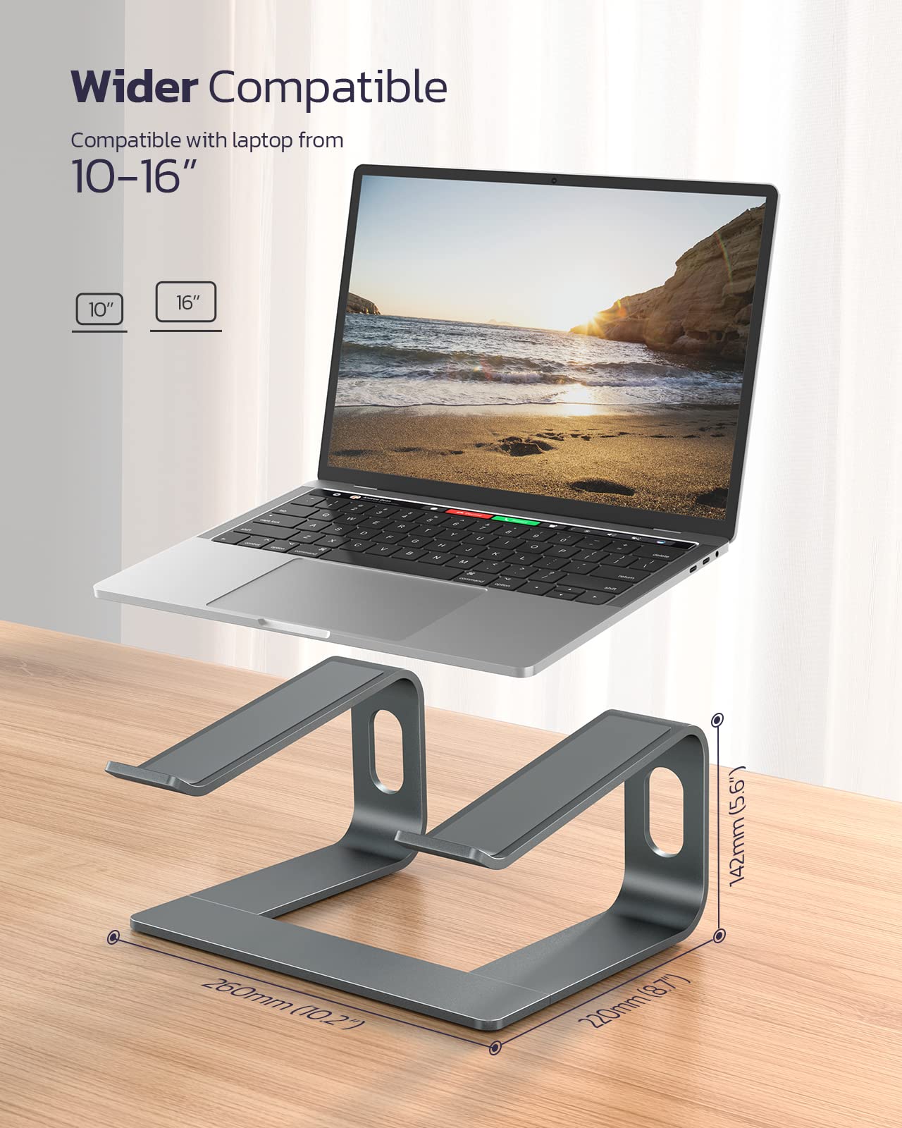 NULAXY Laptop Stand for Desk, Detachable Aluminum Laptop Riser for Desk, Ergonomic Laptop Holder Computer Stand Compatible with MacBook Air Pro, Dell XPS, HP, Lenovo More 10-16” Laptops (Grey) A-Grey