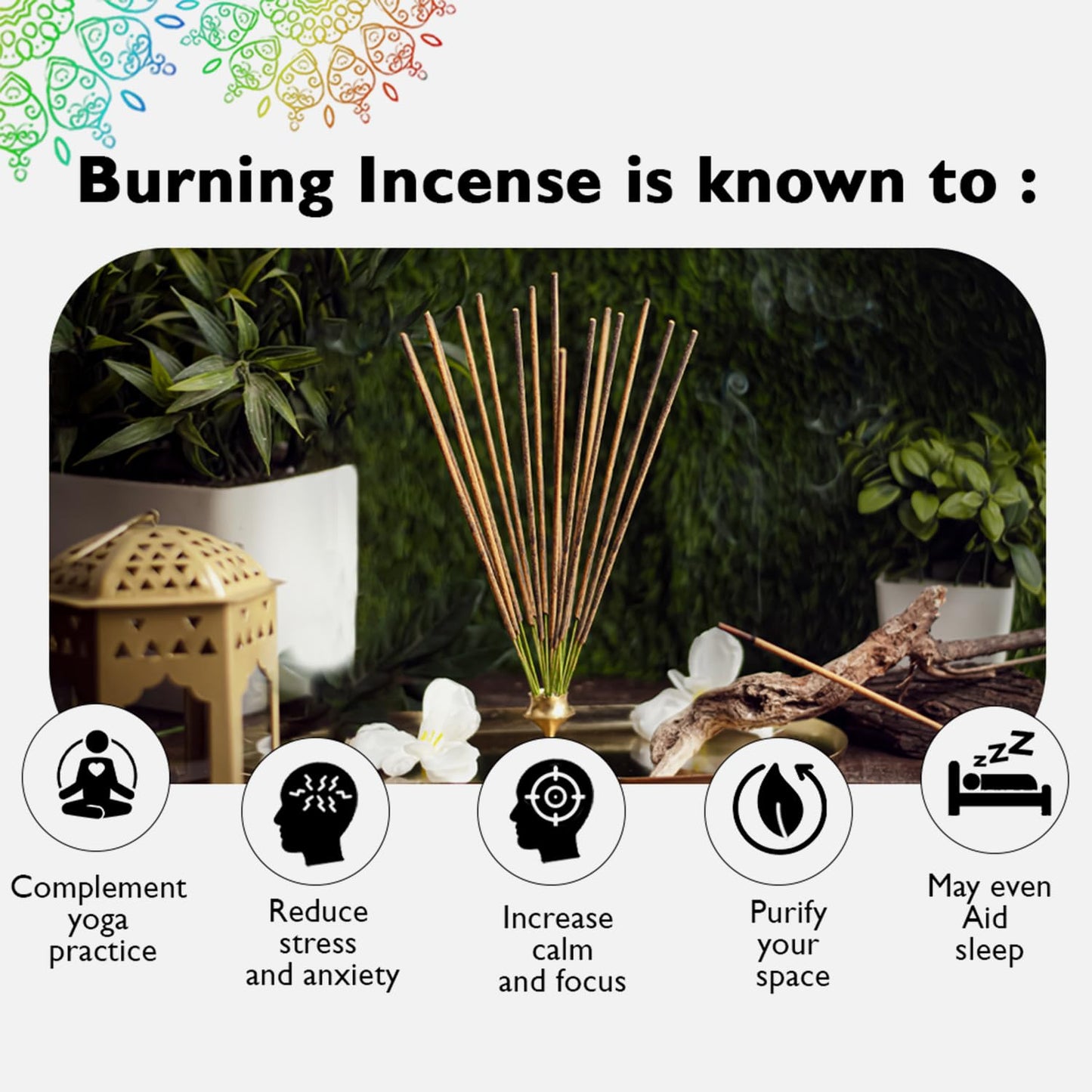 Simply Vedic Premium Luxe Series Incense Sticks | 7 Incenses (140 Sticks) - Lavender, Sandalwood, Jasmine, Patchouli, Rose, Vanilla and Indian Temple | with Incense Holder | Gift Set for Men & Women