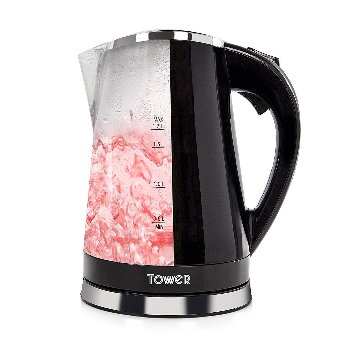 Tower T10012 LED Colour Changing Kettle, 1.7L, 2200W, Black