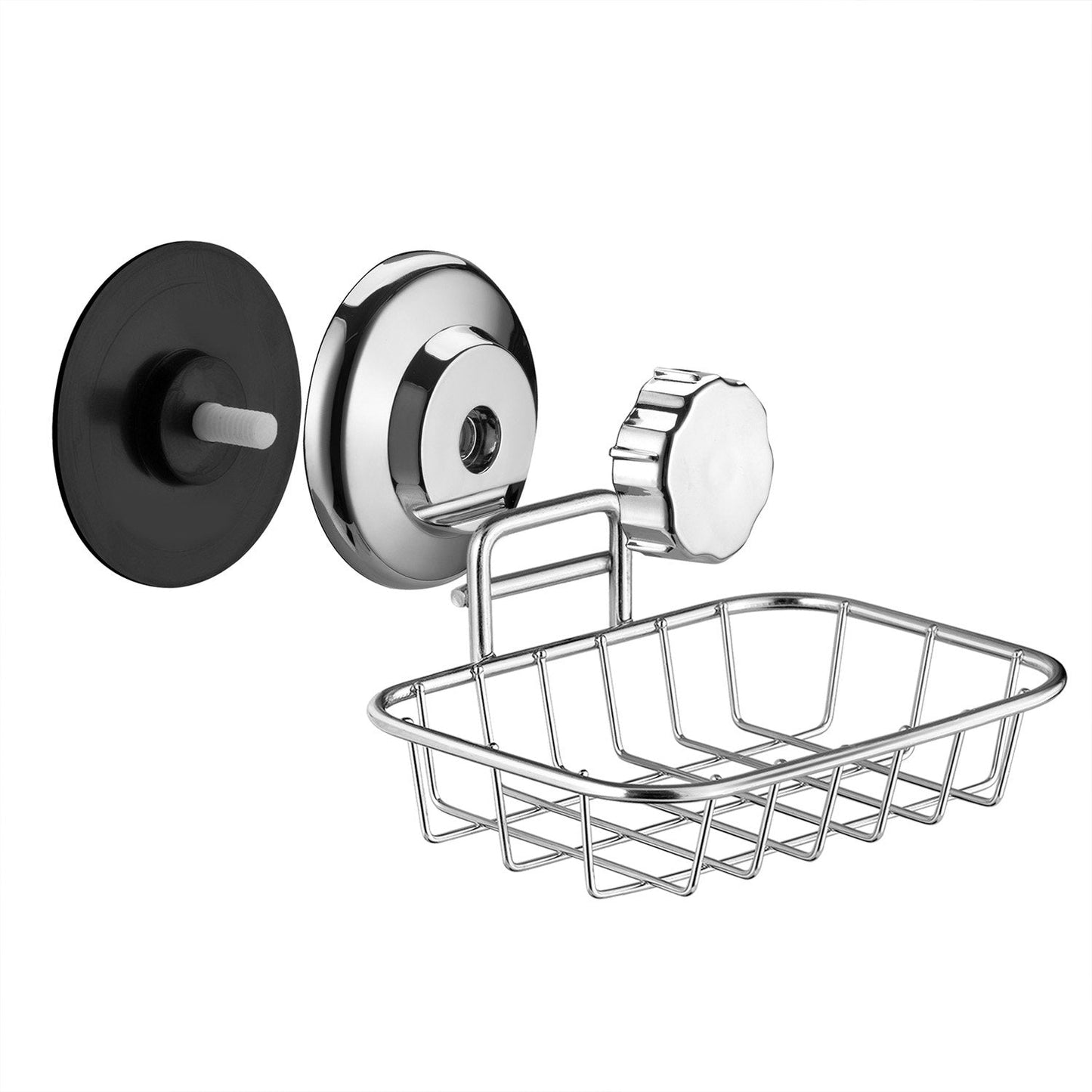 SANNO Suction Cup Shower Caddy/Soap Dish/Bath Hook-Shower Organizer Accessories Kitchen Storage Basket for Shampoo, Conditioner, Soap- Anti Rust Stainless Steel (Set of 3) C