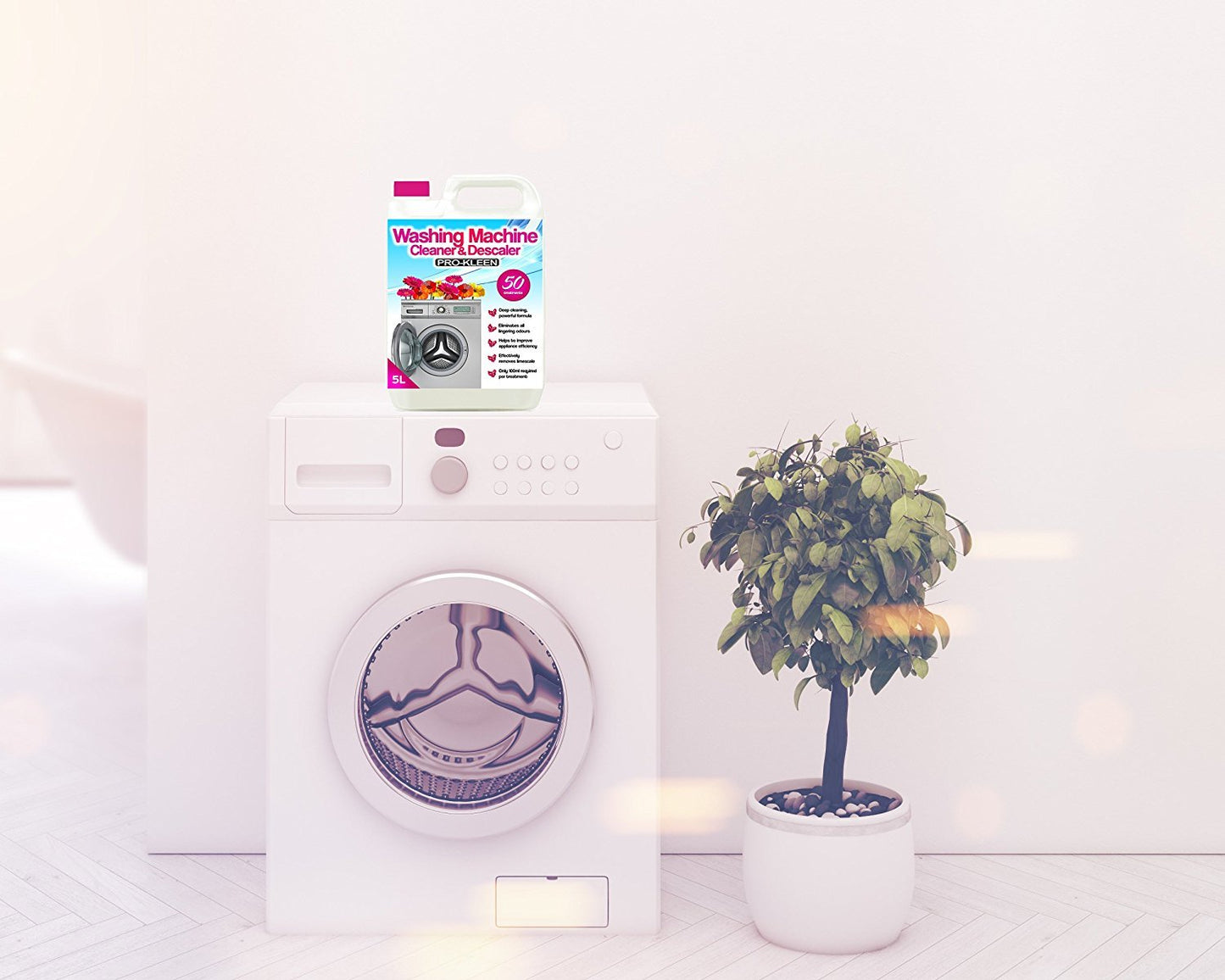 Pro-Kleen Washing Machine Cleaner and Descaler - 50 Treatments - Removes Smells Caused by Mould, Mildew & Damp & Grease (1, 5 Litre)