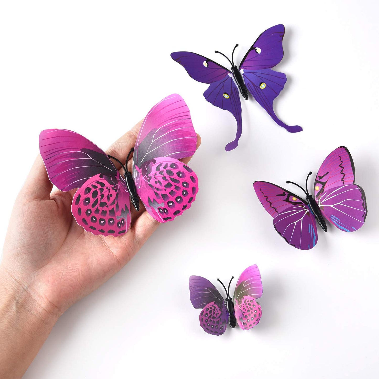 TUPARKA 36 Pieces 3D Butterfly Wall Stickers Wall Butterflies Girls Bedroom Accessories Multi-Color Optional (Purple) Purple