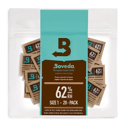 Boveda 62% Two-Way Humidity Control Packs For Storing 1/8 oz – Size 1 – 20 Pack – Moisture Absorbers for Small Storage Containers – Humidifier Packs – Hydration Packets in Resealable Bag 62% RH