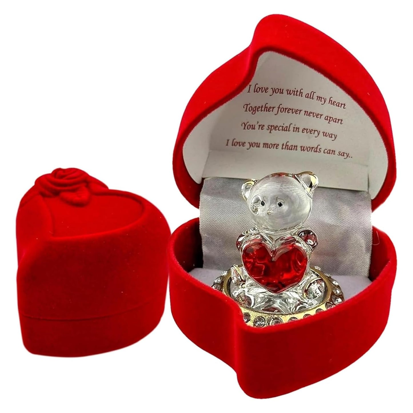 SAFRI Teddy Bear Girlfriend Boyfriend Husband Wife Fiancee Fiance Gift Christmas Valentines day Gift Boxed Glass Ornament Mum Mothers Day Present