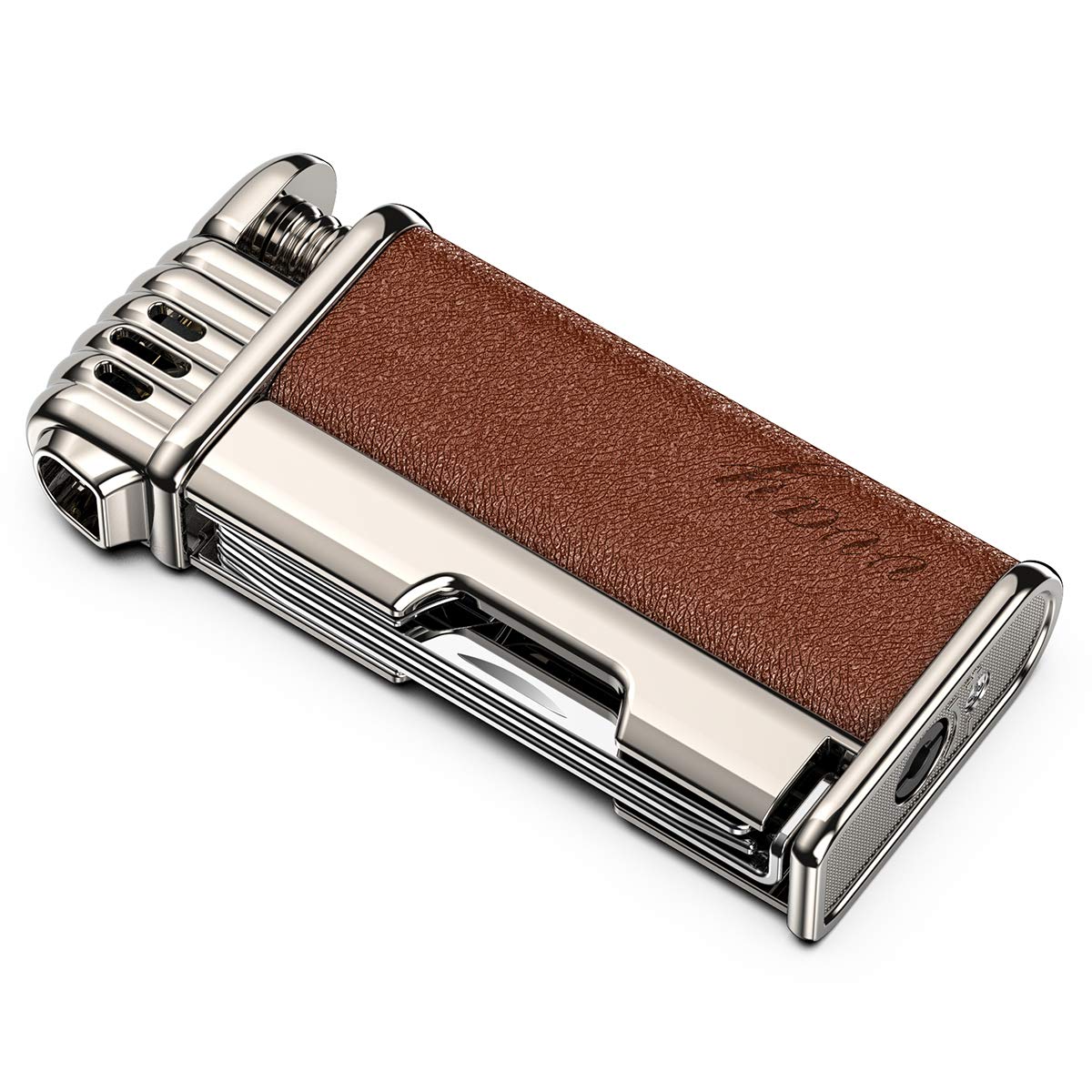 Tobacco Pipe Lighter for Smoking with Metal Tools Angled Soft Flame Butane Gas Refillable Gift for Men Smokers (Sold without Gas)