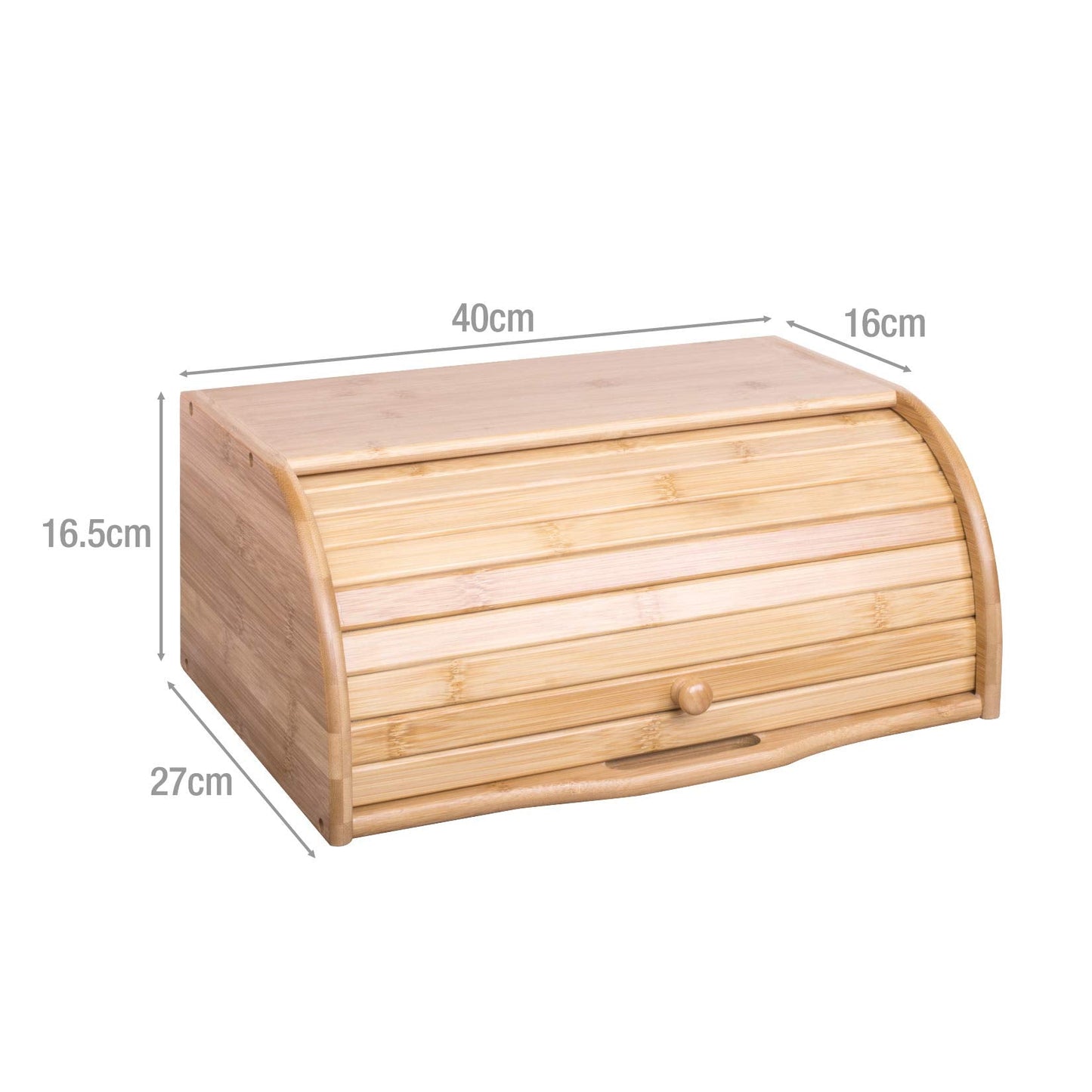 woodluv Bread Bin Countertop Bread Storage for Kitchen With Roll Top Lid, 40 x 27 x 16.5 cm Roll-Top Lid (40 x 27 x 16 cm)