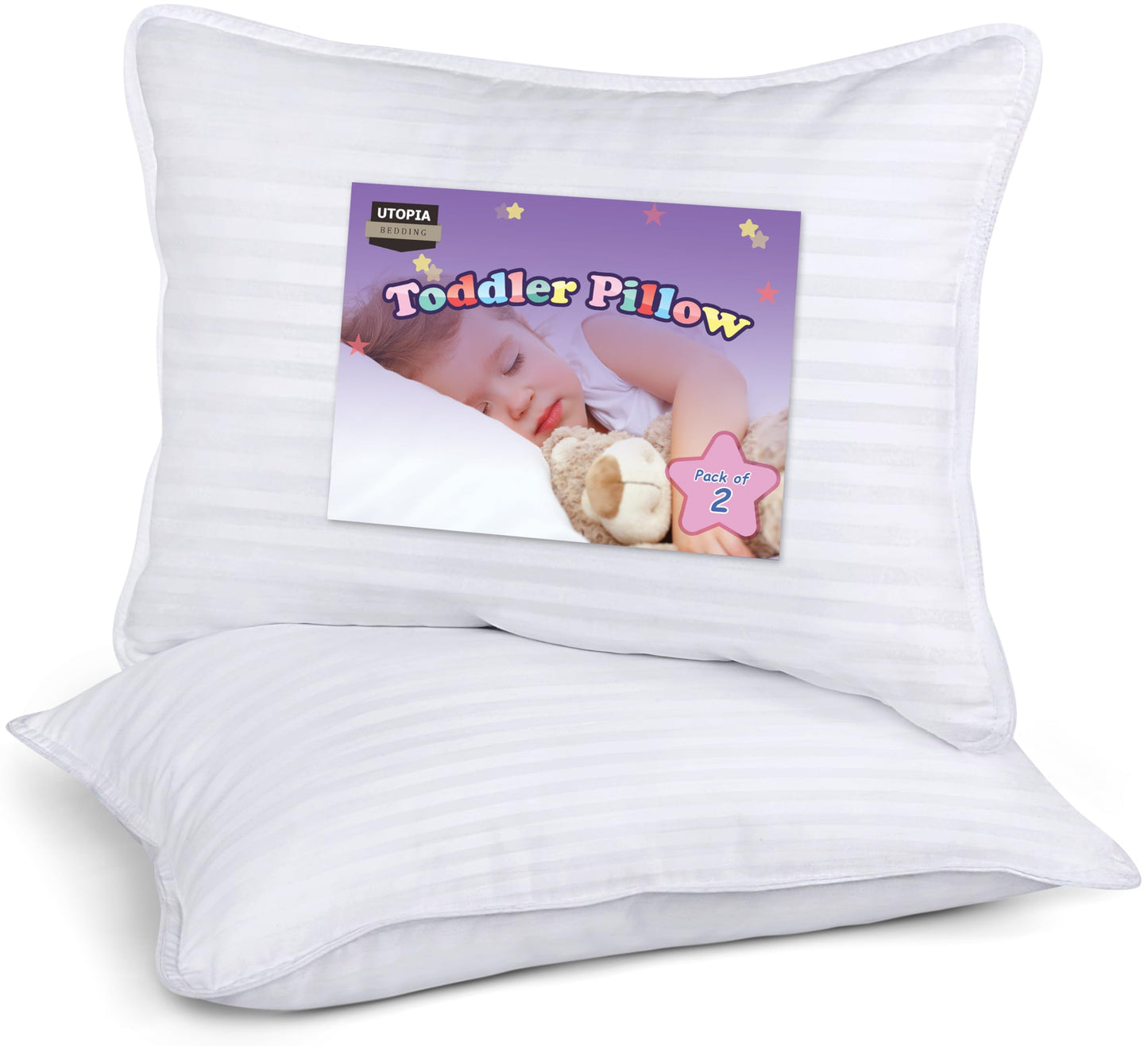 Utopia Bedding Toddler Pillow, 2 Pack, 33 x 45 cm Cot Pillow, Kids Small Pillow, Soft and Breathable Baby Pillow, Perfect for Travel (White) 33x45 cm (Pack of 2) White