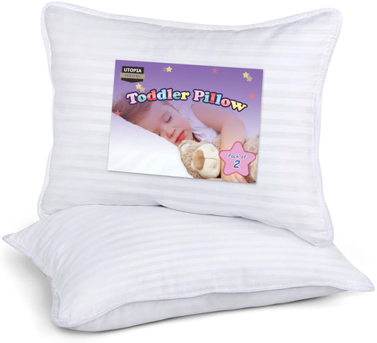 Utopia Bedding Toddler Pillow, 2 Pack, 33 x 45 cm Cot Pillow, Kids Small Pillow, Soft and Breathable Baby Pillow, Perfect for Travel (White) 33x45 cm (Pack of 2) White