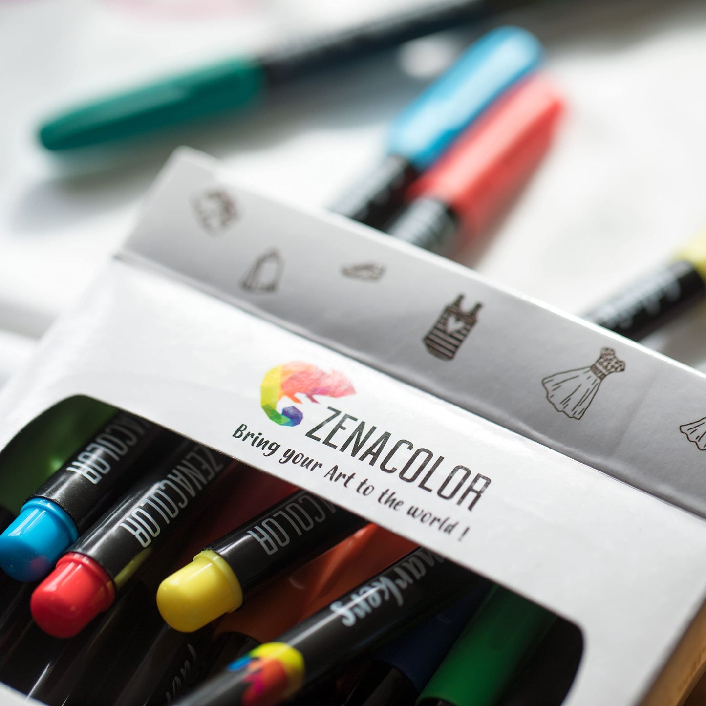 Zenacolor 20 Fabric Markers Pens Set - Non Toxic Fabric Paint Fine Point Textile Marker Pen