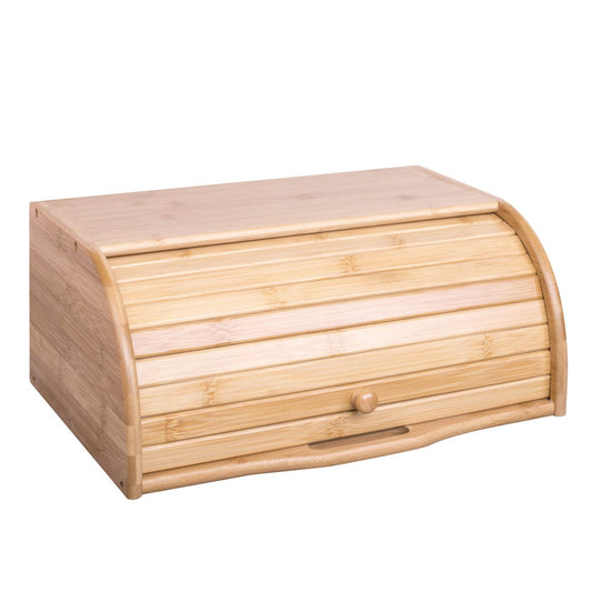 woodluv Bread Bin Countertop Bread Storage for Kitchen With Roll Top Lid, 40 x 27 x 16.5 cm Roll-Top Lid (40 x 27 x 16 cm)