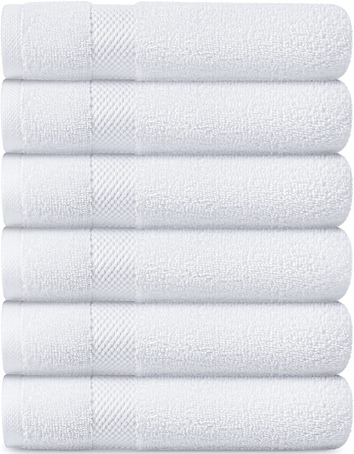 White Classic | 6 Pack, 40x76 cm | Luxury White Hand Towels, 100% Cotton Bathroom Hand White Towels Set of 6, Hotel Towels Extra 40x76 cm, Quality White Towels Bathroom Sets for Hands | White, 6 Pack 01: White