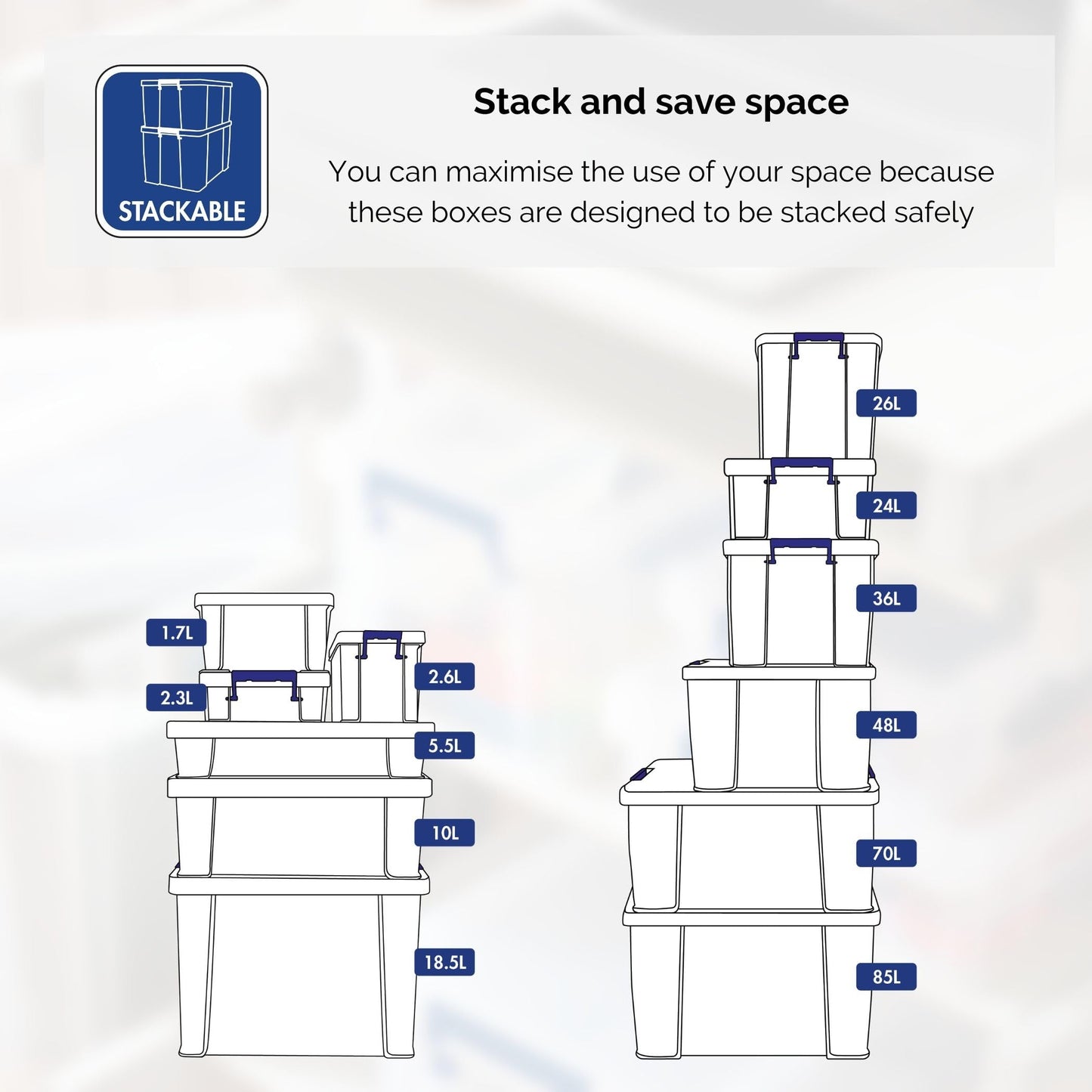 BANKERS BOX 4x 10L Plastic Storage Boxes with Lids. ProStore Super Strong Stackable Plastic Storage Boxes (14 x 34 x 21.5cm), Made in the UK, Clear 10 Litre X 4