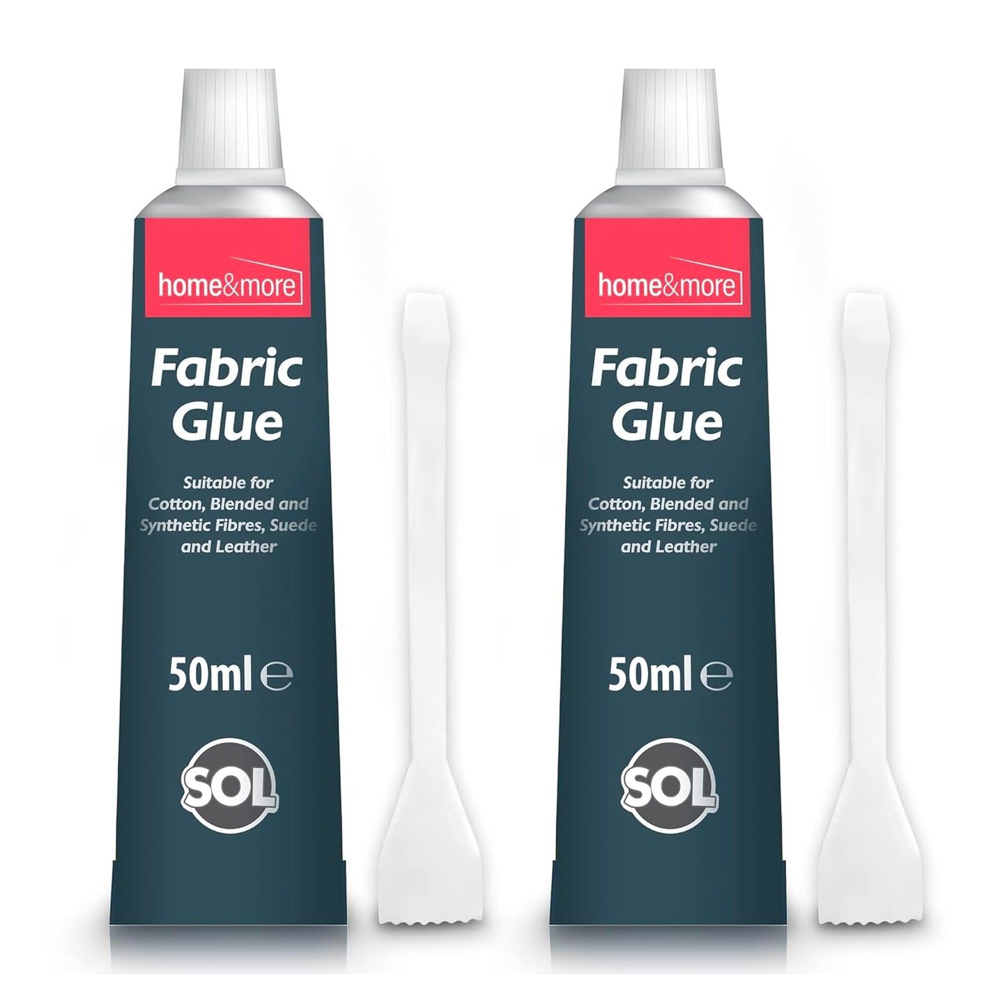 2pk Fabric Glue for Clothes | Includes 2 Fabric Glue Strong, Spreader & 150cm Tape Measure | Extra Strong 50ml Fabric Glue for Crafts, Upholstery, Material, Textile, Felt and Badges