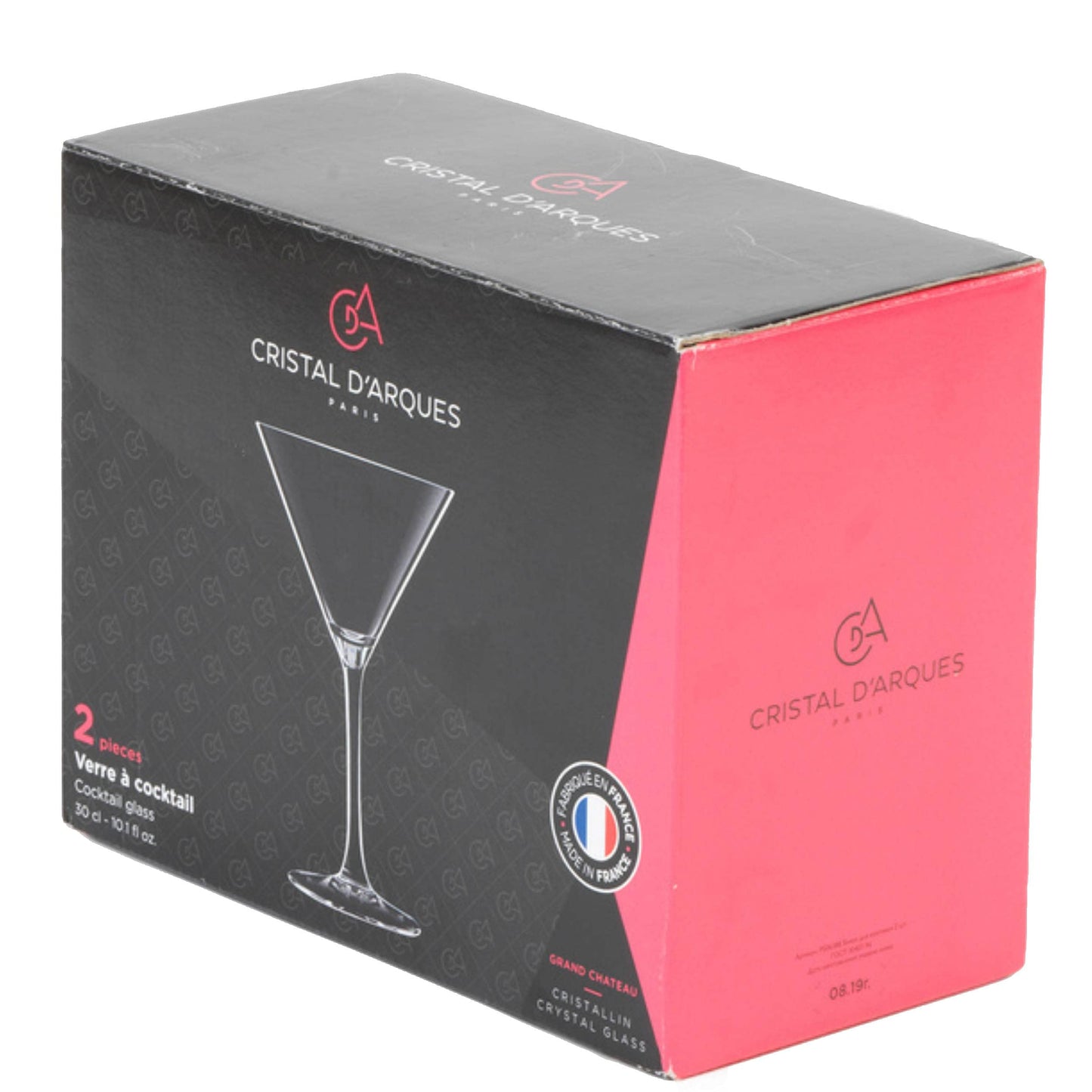 Cristal D’Arques P506388 Set of 2 Cocktail Glasses, 300 ml, Festive Celebration Serving Glass, Chip Resistant, Dishwasher Safe - Drinkware for Espresso Martinis, Prosecco, Champagne Single