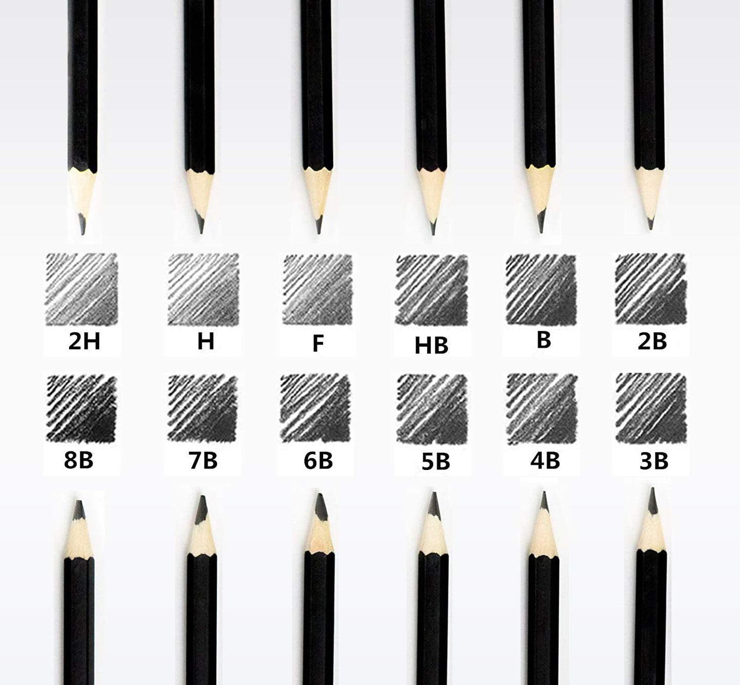 Surcotto Drawing pencils, professional sketching pencils set for beginner, artist pencils with eraser and sharpener (8B-2H). (14-Count) Black