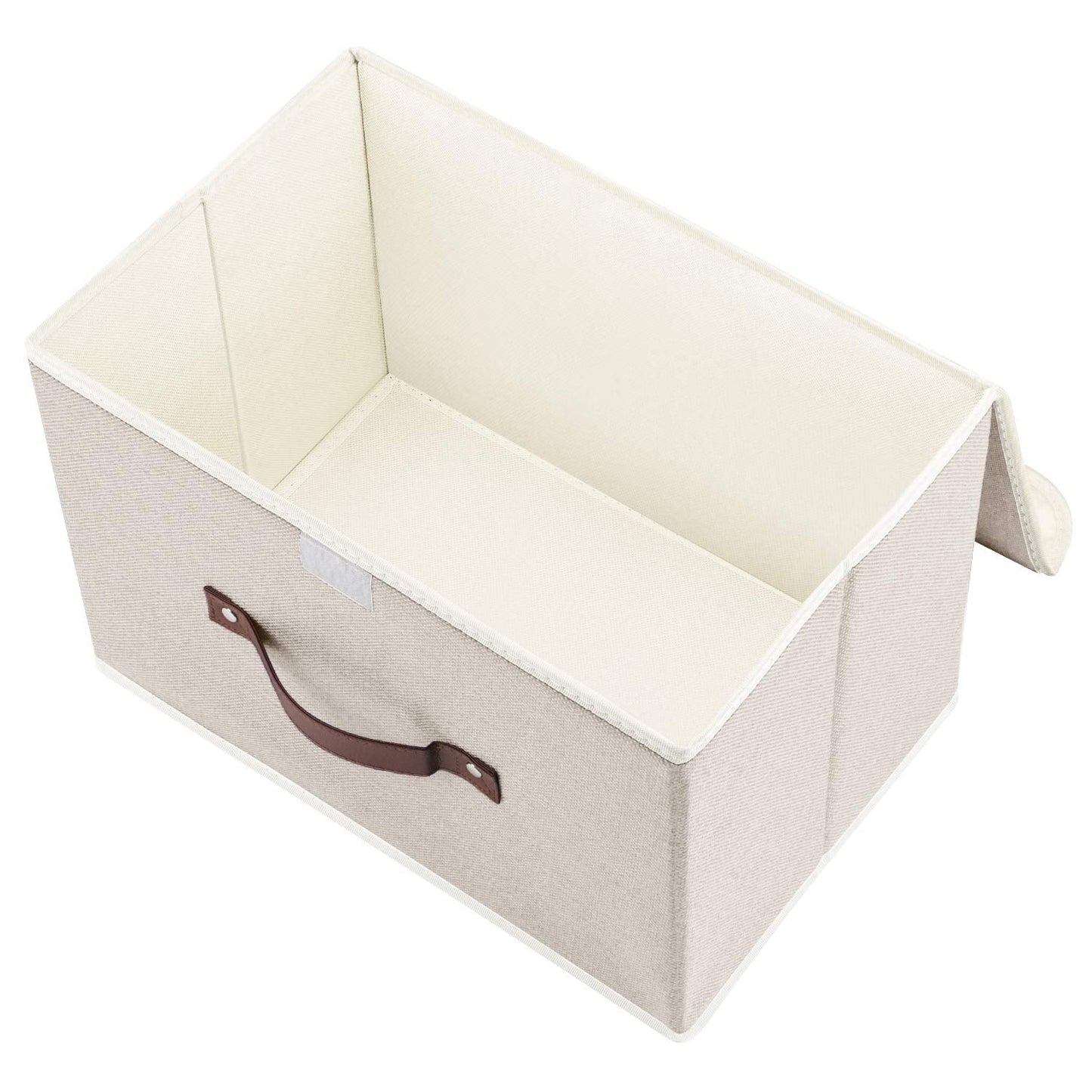 TYEERS Collapsible Storage Box with Lid, Fabric Storage Box for Clothes, Wardrobe Storage, 38x25x25 cm, Set of 2, Beige