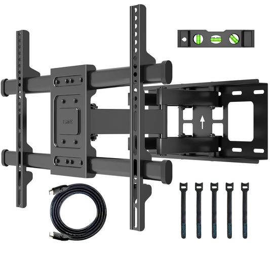 BONTEC TV Wall Bracket for 32-84 inch LED LCD Flat & Curved Screen, Swivel Tilt TV Wall Mount Full Motion, Heavy Duty Strong Solid Dual Arms up to 60KG, Max VESA 600x400mm, with HDMI Cable