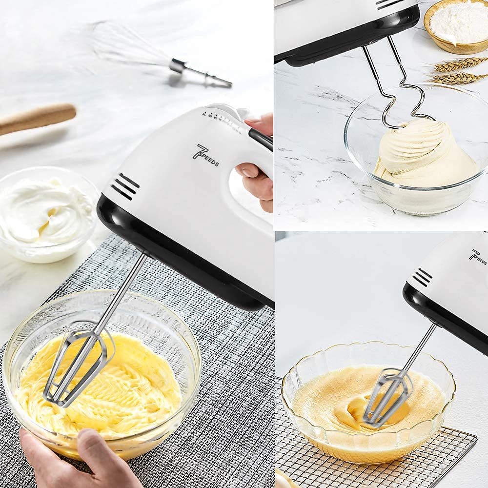 Hand Mixer, Electric Cake Whisk Food Mixer for Baking Self-Control/Turbo Boost + 4 Stainless Steel Accessory Food Beater for Cake Bread Size 2