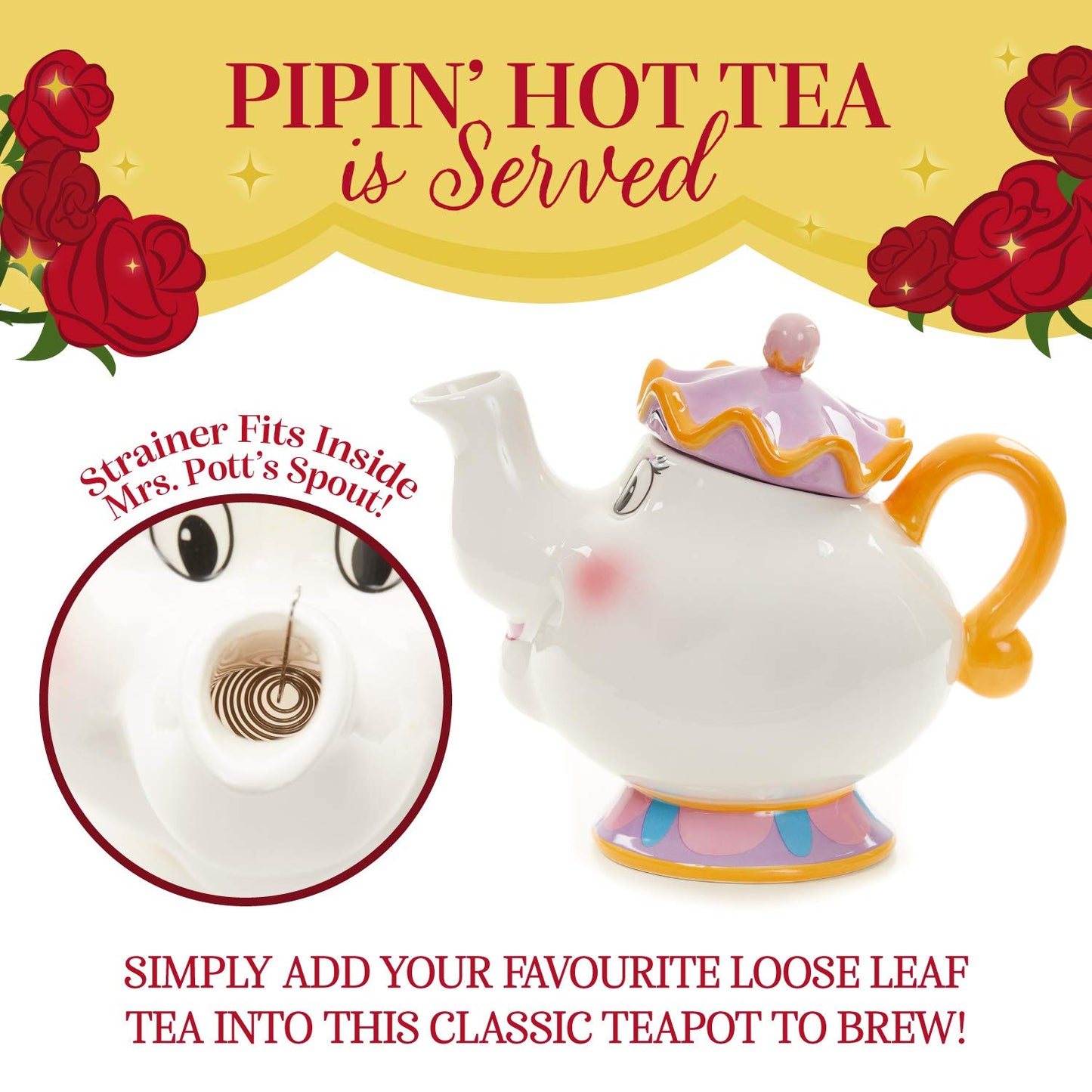 Paladone Mrs. Potts Tea Pot - Beauty and Beast - Officially Licensed Disney Merchandise Mrs Potts