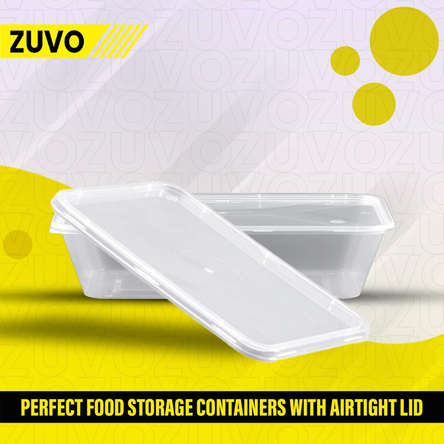 Zuvo Plastic Microwave Food Takeaway Freezer Safe- Reusable Lunch Boxes 30 Pack - Food containers And Lids 750ML