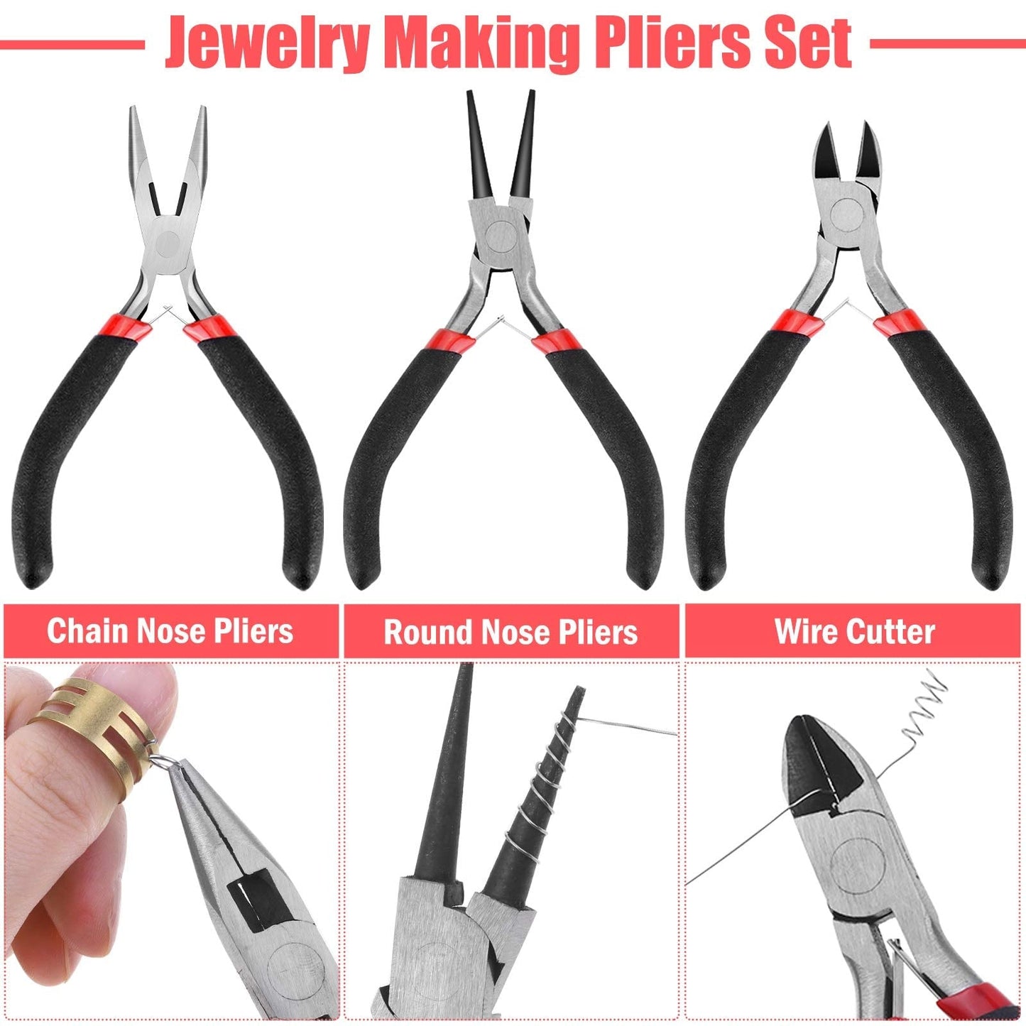 Thrilez Jewellery Making Tools Set, Jewelry Making Supplies with Craft Ring Wire, Jewellery Pliers Jewellery Tools for Making Bracelets Earrings Jewelry Findings for DIY Handmade & Jewelry Repair