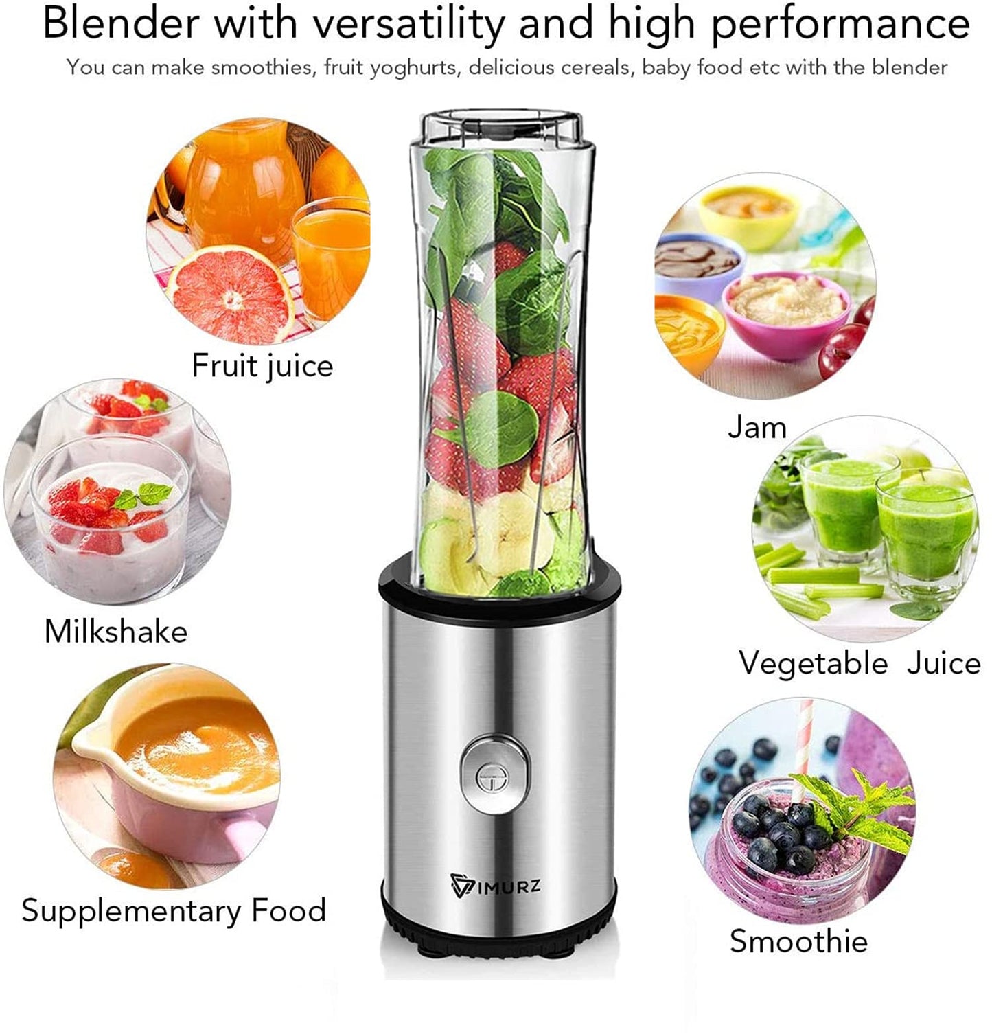 Portable Blender & Smoothie Maker Personal Mini Blender Electric Mixer with 2x600ml Blending Bottles for Smoothie,Milkshake, Fruit and Vegetable Drinks, Ice,350W