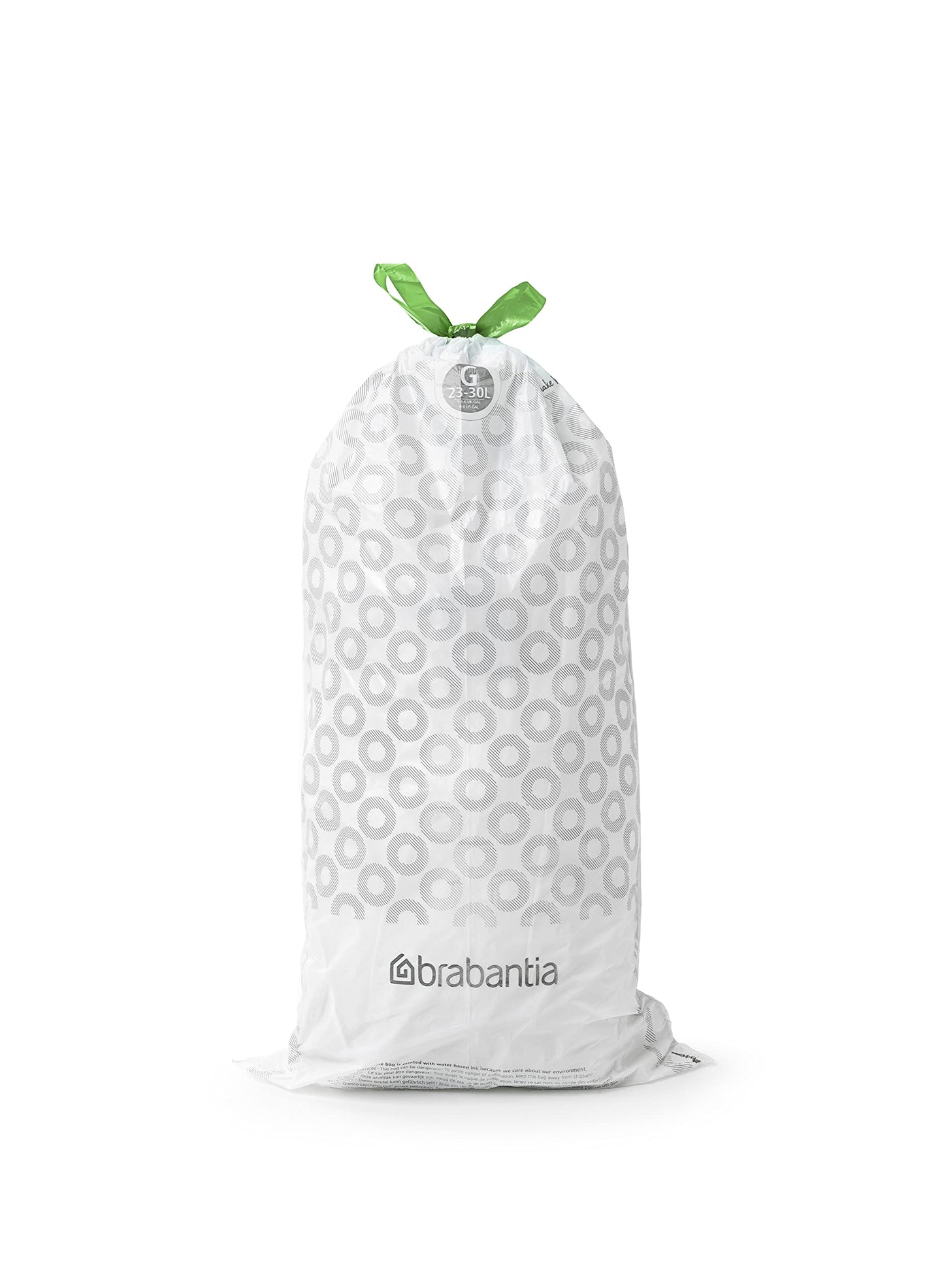 Brabantia Bin Liners, Size G, 23-30 L - 40 Bags ,White,375668 40 Count ( Pack of 1) White - Code G