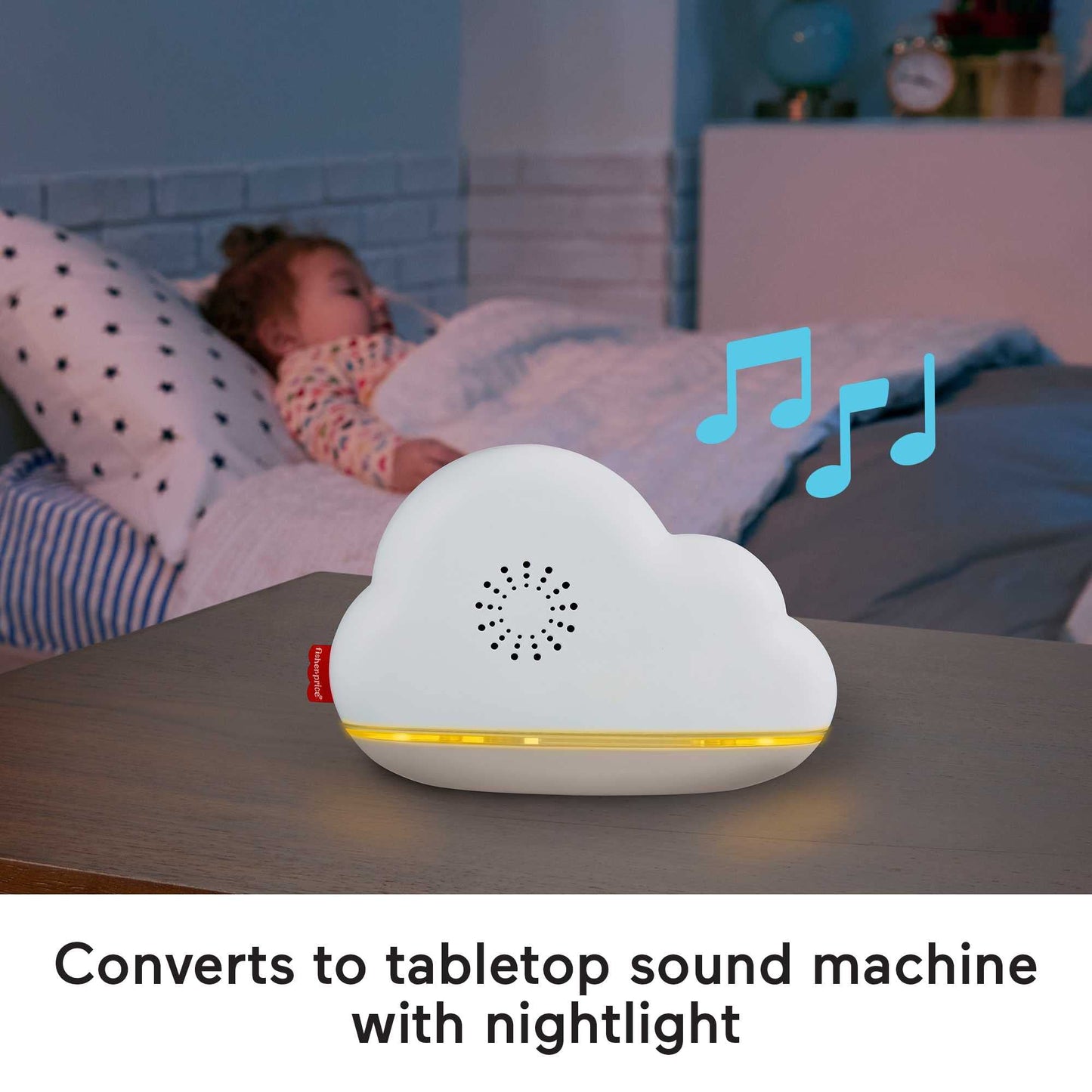 Fisher-Price Sound Machine Calming Clouds Mobile & Soother Convertible Crib to Tabletop with Music & Lights for Newborn to Toddler, GRP99