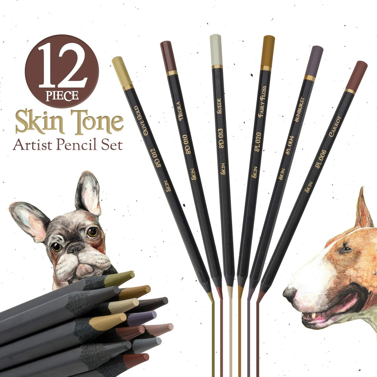 Black Widow Dark Tone Skin Pencils Perfect Coloured Pencils Set For Adults and Drawing Pencil For Artists, Ideal Portrait Set Colouring - Now With Light Fast Ratings Dark Skin Tones