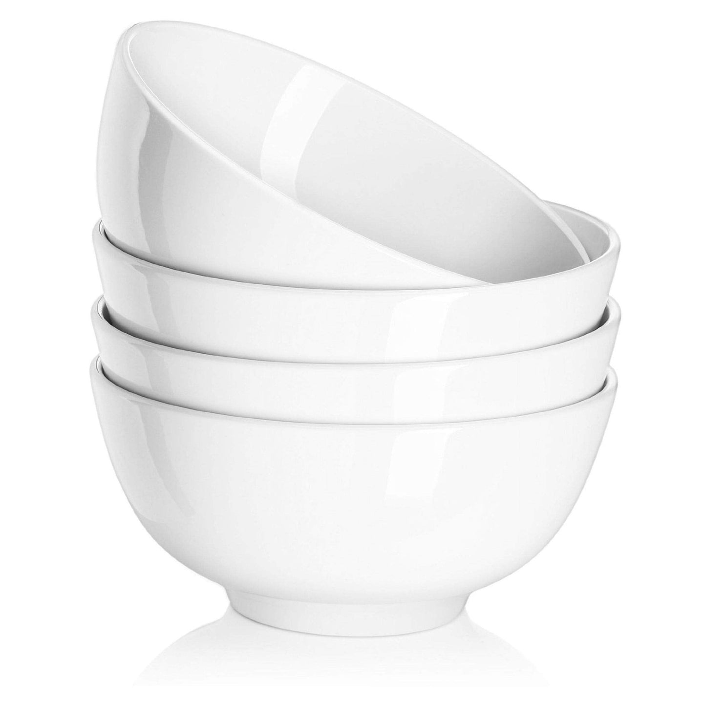 DOWAN 650ml Soup Bowls,Φ15.4cm Bowls Set of 4 for Kitchen,Ceramic Cereal Bowls, White Bowls for Soup, Breakfast, Oatmeal, Rice, Pasta, Salad 600ml