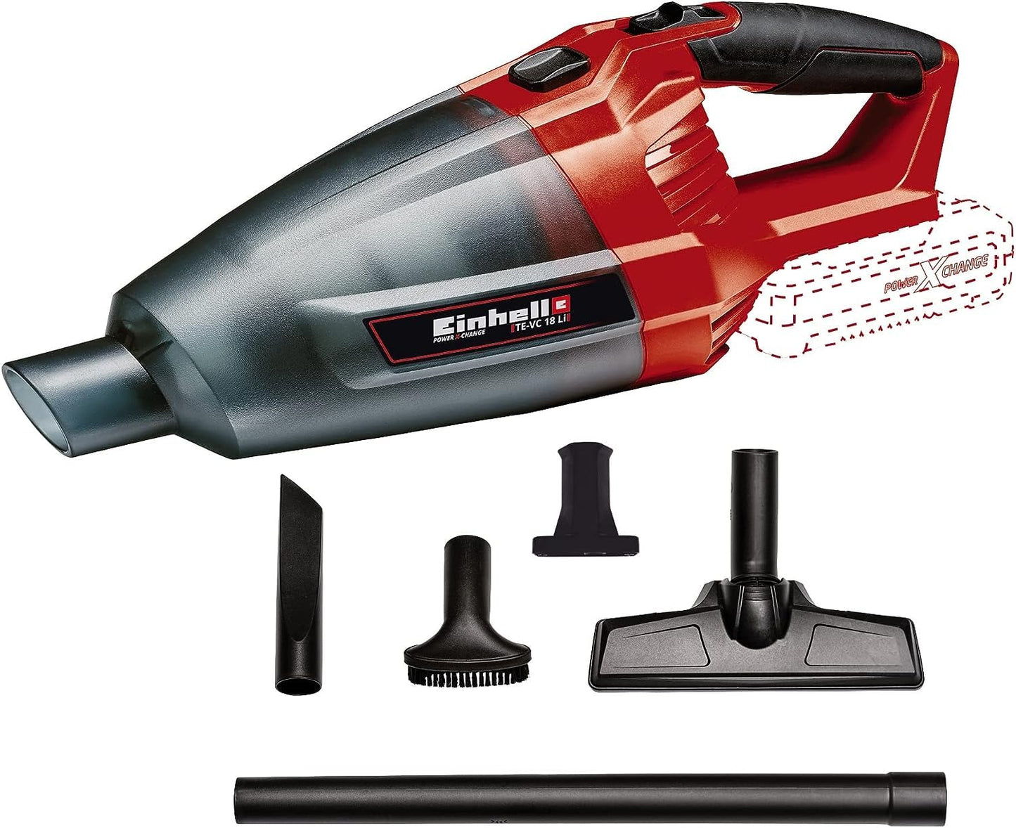 Einhell Power X-Change 18V Cordless Handheld Vacuum Cleaner - For Cleaning Floors, Stairs, Sofas, Cars And Caravans - TE-VC 18 Li Solo Rechargeable Hand Held Vacuum (Battery Not Included) Vacuum Only