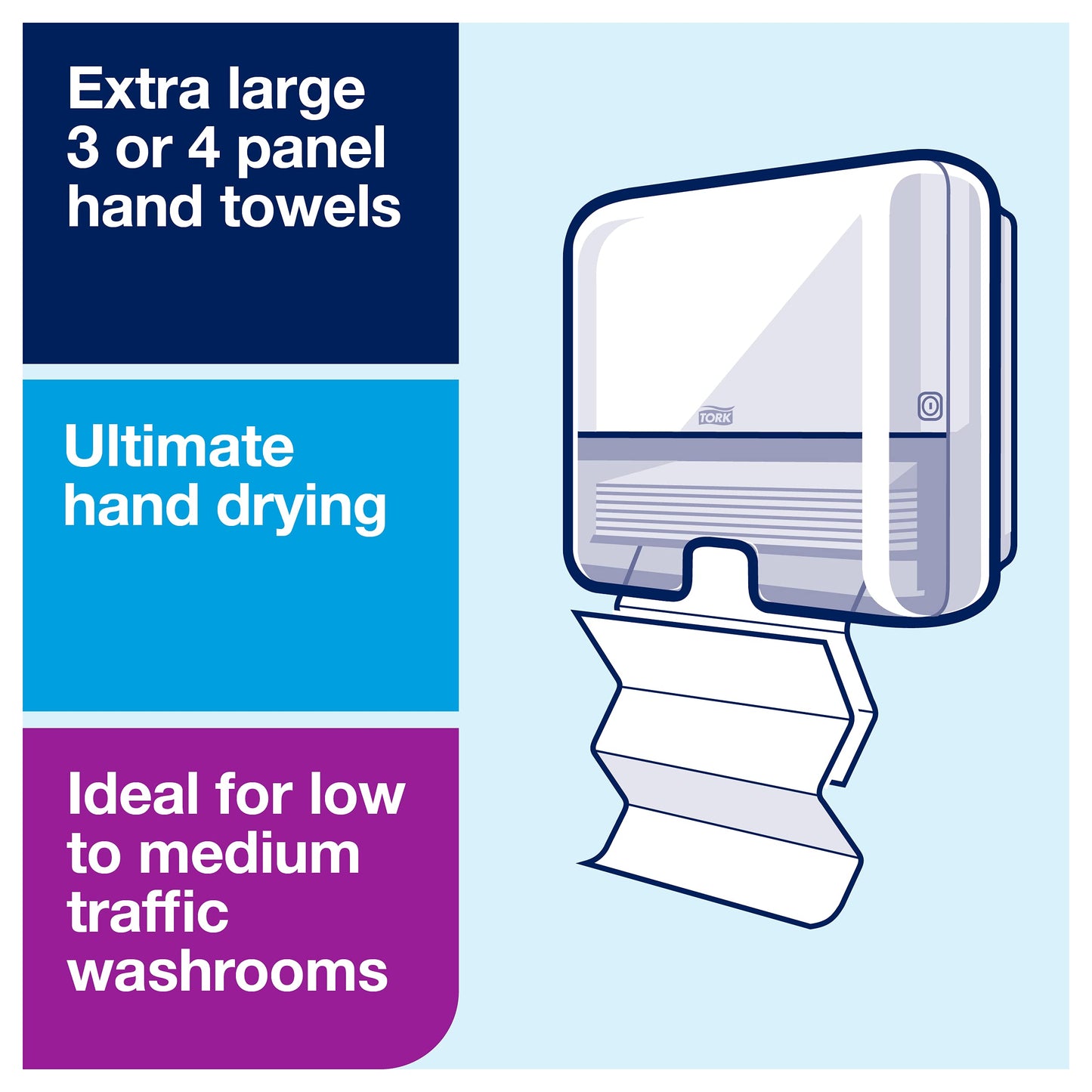 Tork Xpress Multifold Mini Hand Towel Wall Mounted Dispenser White H2, One-at-a-Time Dispensing, Elevation Range, 552100 1 302mm x 444mm x 102mm