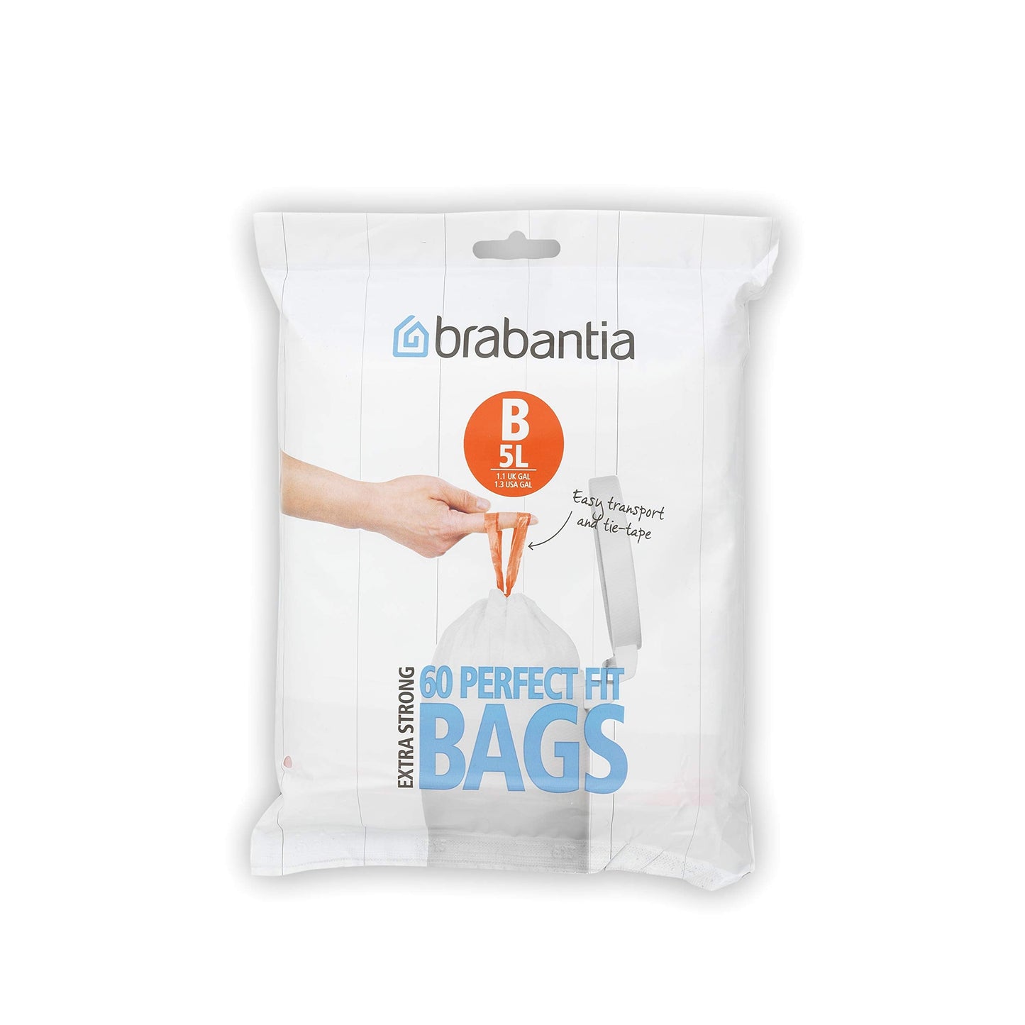 Brabantia Smartfix Bin Liners, Size B, 5 Litre - 60 Bag Dispenser Pack Size B (5 Litre)