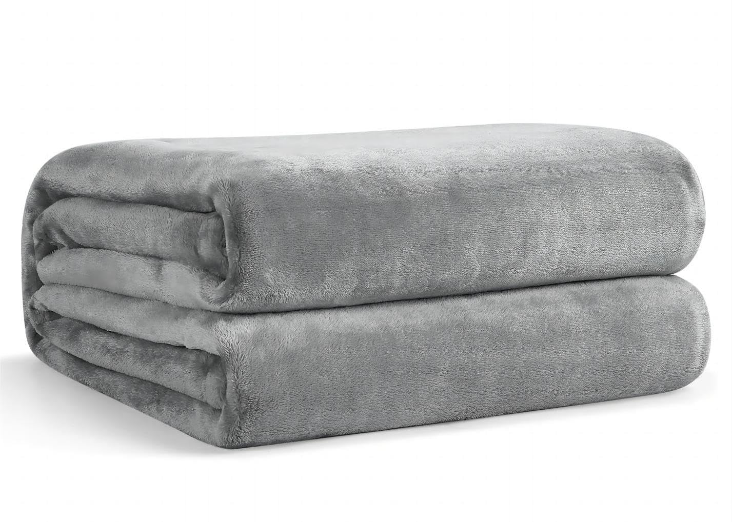 EHEYCIGA Fleece Blanket Grey Throws for Sofas Fluffy Warm Soft Blanket for Bed Settees Armchairs, Fit All Season, Double Size,150x200cm Twin/Double