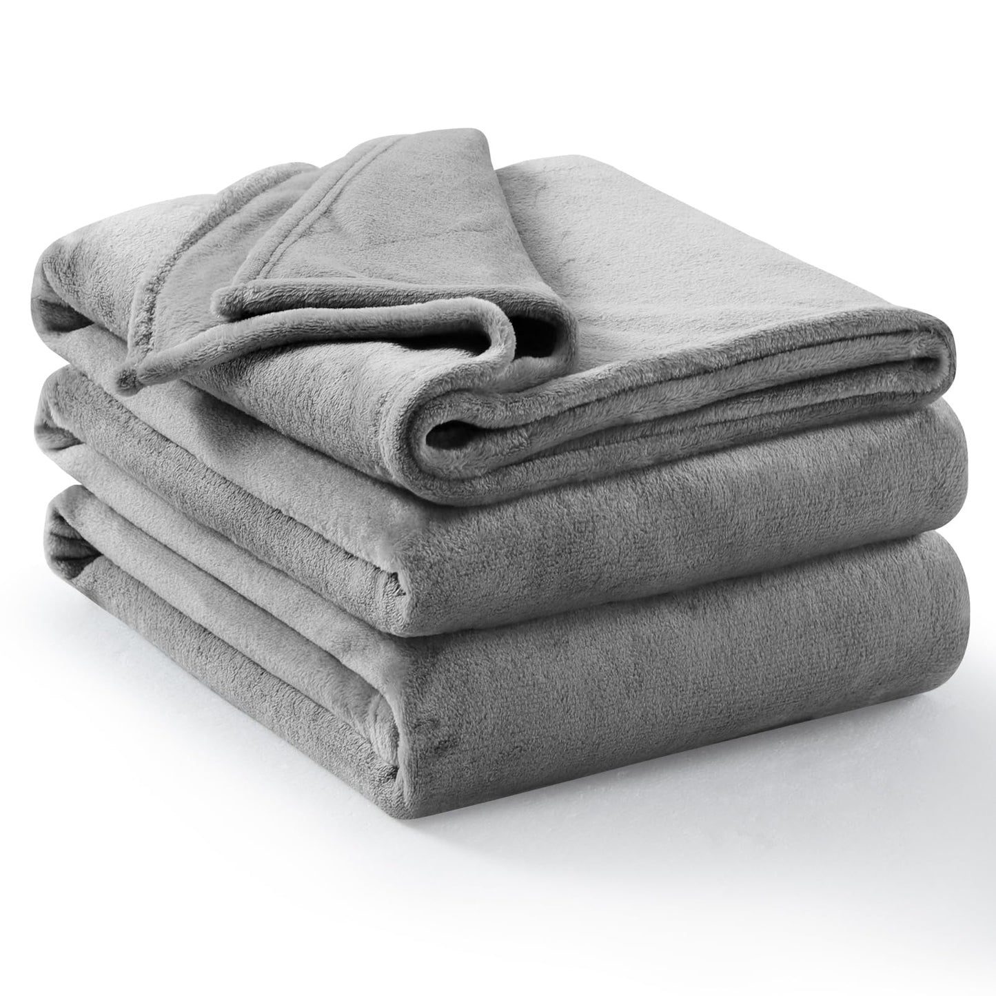 Aisbo Fleece Throw Blanket Grey - Versatile Soft Warm King Size Blanket Fluffy Extra Large Throws for Bed, Cozy Solid Flannel Blanket for Sofa Couch, 230x270cm Gray