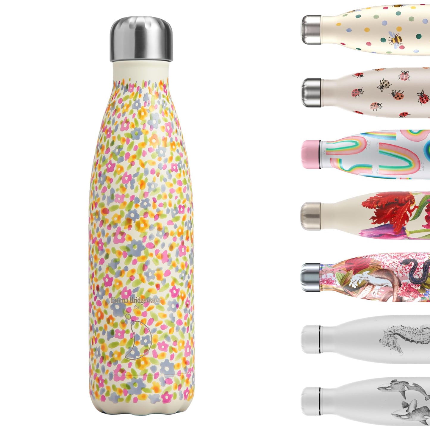 Chilly's Water Bottle - Stainless Steel and Reusable - Leak Proof, Sweat Free - Wildflower Meadows, 500ml