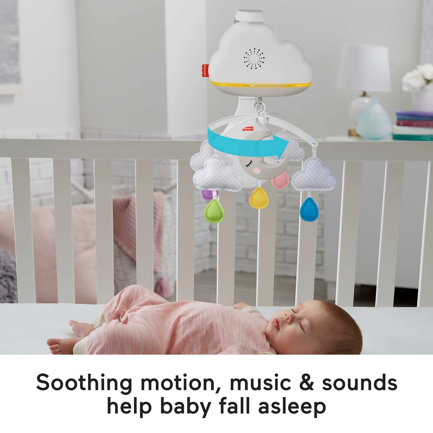 Fisher-Price Sound Machine Calming Clouds Mobile & Soother Convertible Crib to Tabletop with Music & Lights for Newborn to Toddler, GRP99