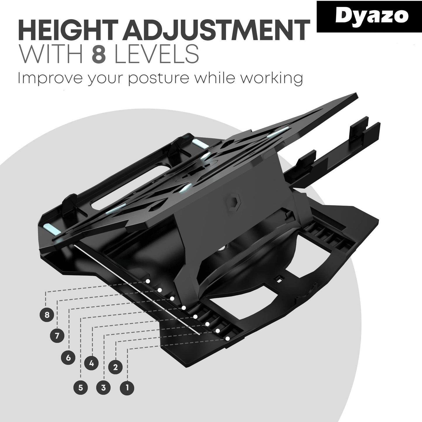 DYAZO Foldable Desk Laptop Stands, Laptop Desk Stand With Adjustable Height, Laptop Stand For Bed and Mobile tuff tray with stand supports 10-15.6” Laptops, Tablet (Black) Black