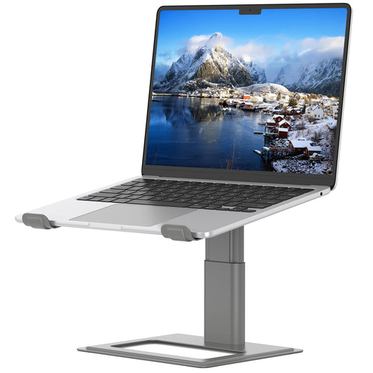 SOUNDANCE Adjustable Laptop Stand for Desk, Computer Stand, Ergonomic Laptop Riser Holder Compatible with 10 to 17.3 Inches Notebook PC Computer, Aluminum Grey