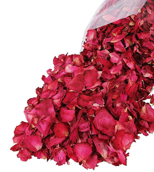 Reccisokz 100G Natural Dried Rose Petals Real Flower Dry Red Rose Petal for Foot Bath Body Bath Spa Wedding Confetti Home Fragrance DIY Crafts Accessories (100 g (Pack of 1)) 100 g (Pack of 1)