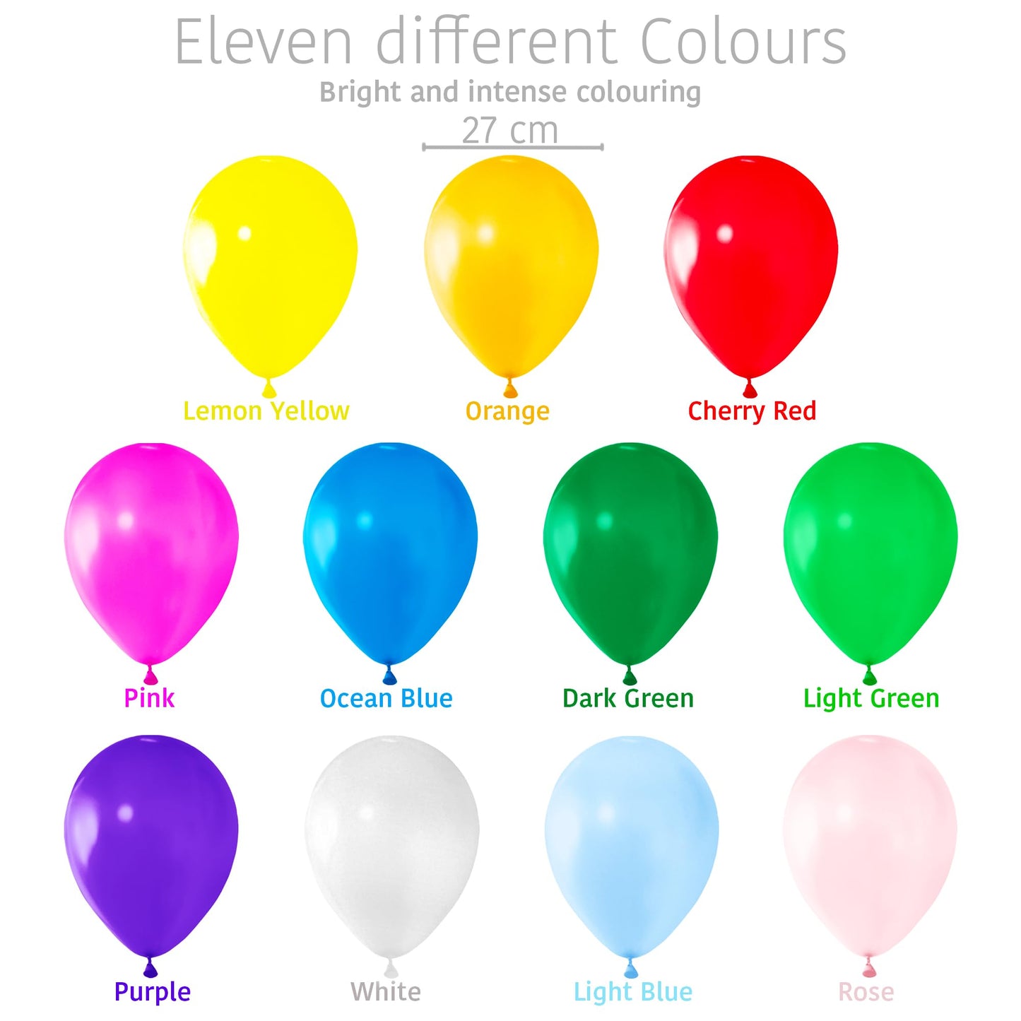 ORGANIC Balloons • [100 pieces] • MADE IN EUROPE • Happy birthday balloons • 100% NATURAL LATEX • Rainbow Balloons • 11 Colours party balloons • metallic balloons • latex balloons